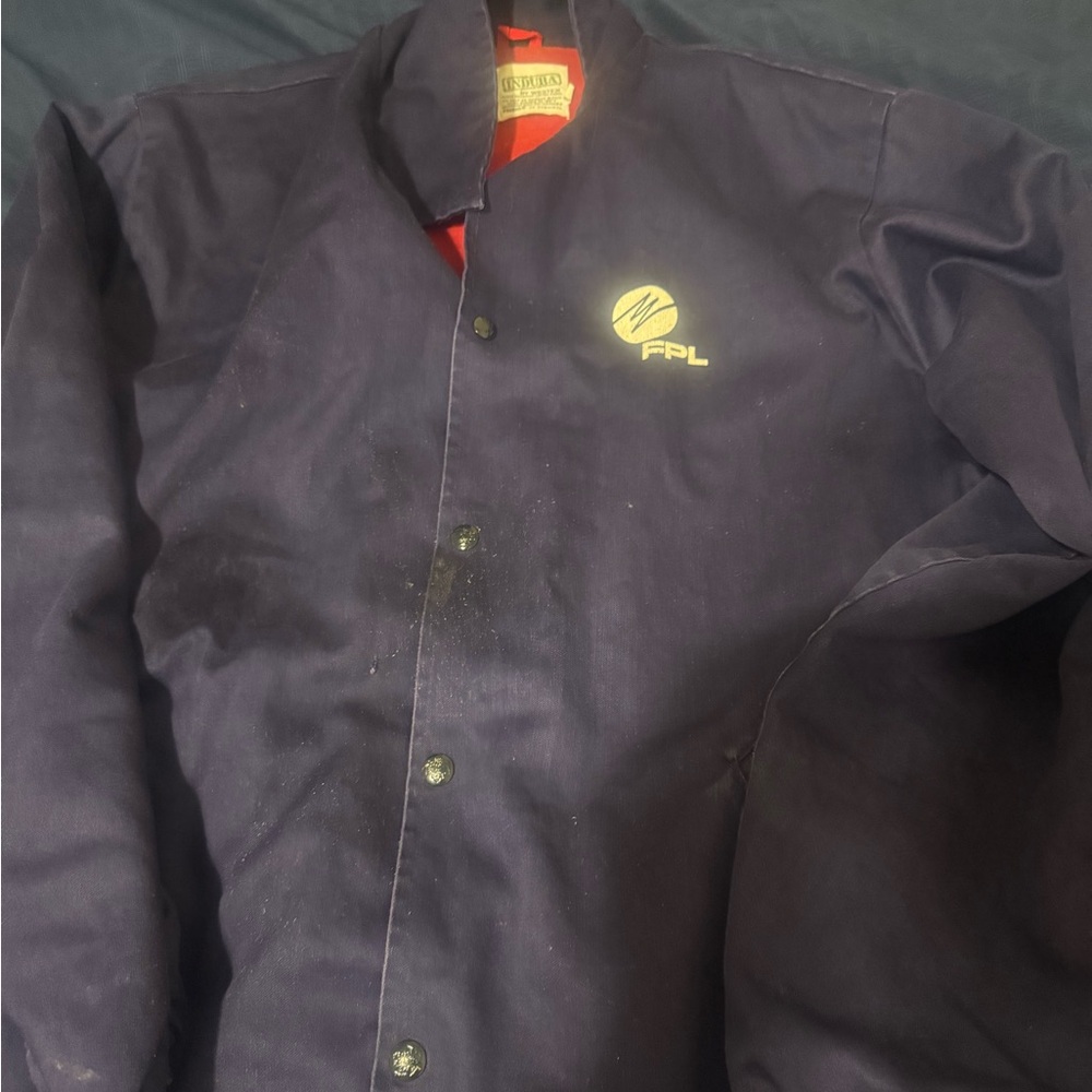 Vintage 80s Or 90s FPL Employee Jacket Uniform Florida Power Light Runs Big Sz L